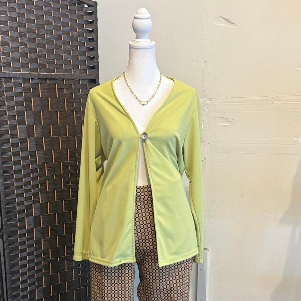 Travel Smith Women's Y2k Lime Green Long Sleeve Top Size Medium 90's Vibe